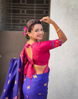 Violet Soft Traditional Silk Saree with Zari Woven Cow Motifs and Pichwai Pallu