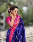Violet Soft Traditional Silk Saree with Zari Woven Cow Motifs and Pichwai Pallu
