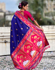 Violet Soft Traditional Silk Saree with Zari Woven Cow Motifs and Pichwai Pallu