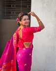 Magenta Soft Traditional Silk Saree with Zari Woven Cow Motifs and Pichwai Pallu