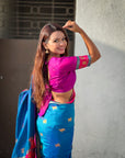 Rama Blue Soft Traditional Silk Saree with Zari Woven Cow Motifs and Pichwai Pallu