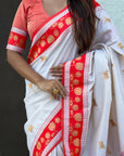 Cream Soft Traditional Silk Saree with Zari Woven Cow Motifs and Pichwai Pallu