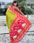 Mehendi Green Soft Traditional Silk Saree with Zari Woven Cow Motifs and Pichwai Pallu