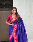 Violet Rajhans Paithani Silk Contrast Zari Woven Saree