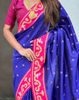 Violet Rajhans Paithani Silk Contrast Zari Woven Saree