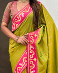Mehendi Green Rajhans Paithani Silk Contrast Zari Woven Saree