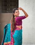 Dark Blue Rajhans Paithani Silk Contrast Zari Woven Saree