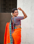 Orange Rajhans Paithani Silk Contrast Zari Woven Saree
