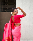 Baby Pink Rajhans Paithani Silk Contrast Zari Woven Saree