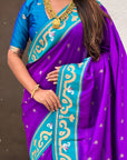 Purple Rajhans Paithani Silk Contrast Zari Woven Saree