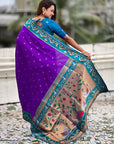 Purple Rajhans Paithani Silk Contrast Zari Woven Saree
