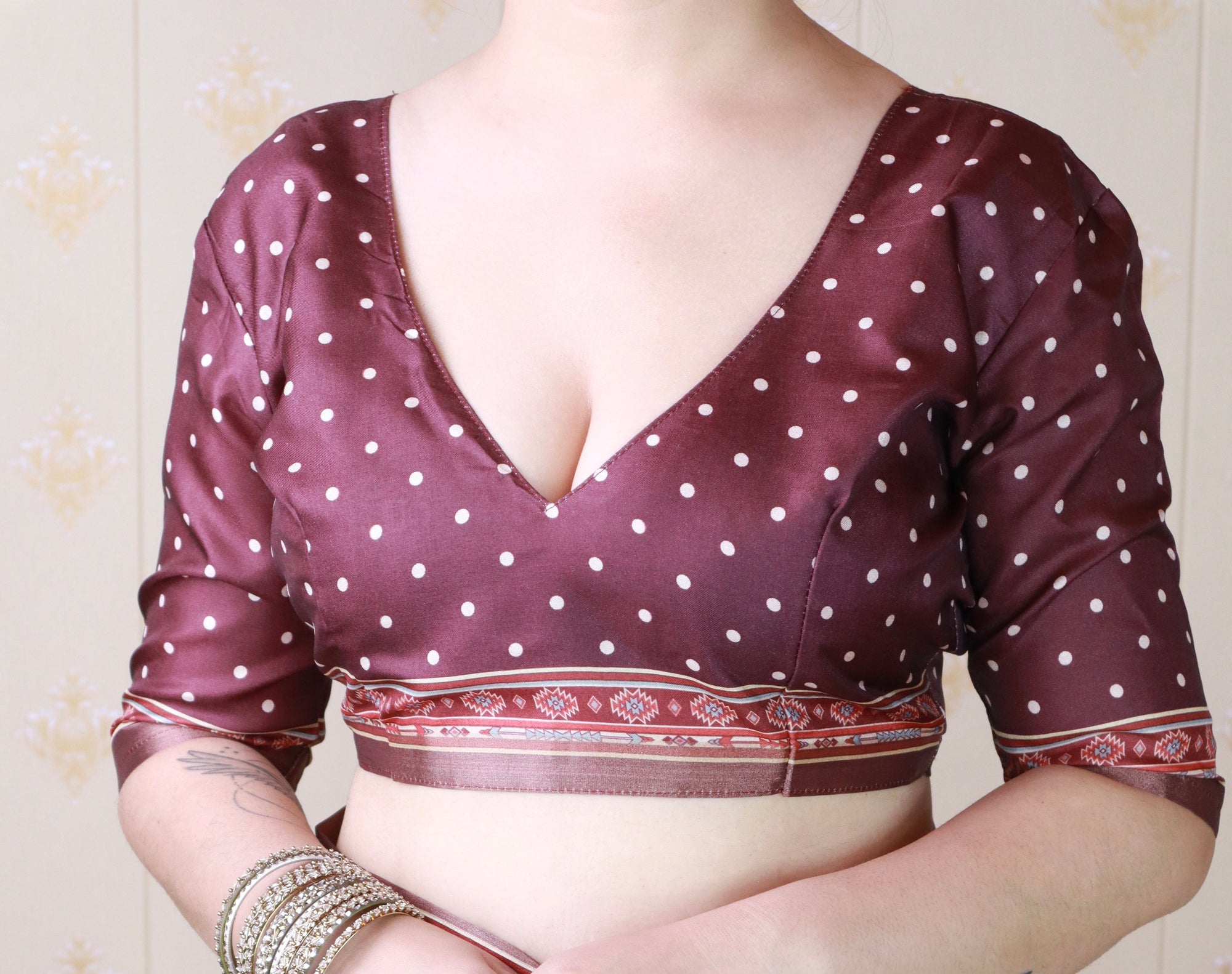 Maroon Tussar Silk Detailed Kalamkari Figure Printed Saree with Zari Woven Border
