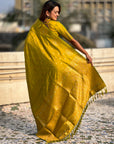Mehendi Green Soft Silk Dual Zari Woven Saree with Peacock Border