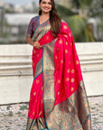 Pink Soft Silk Meenakari Sunflower Butti Zari Woven Saree