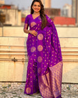 Purple Soft Silk Dual Zari Woven Saree with Peacock Border