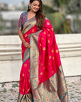 Pink Soft Silk Meenakari Sunflower Butti Zari Woven Saree