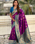 Purple Soft Silk Meenakari Sunflower Butti Zari Woven Saree
