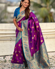 Purple Soft Silk Meenakari Sunflower Butti Zari Woven Saree