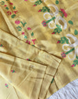Yellow Premium Soft Muga Cotton Swan Pattern Saree