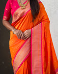 Orange Paithani Silk with Kadiyal Border Saree