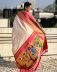 Cream Paithani Silk with Kadiyal Border Saree