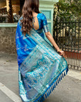 Blue Soft Banarasi Jaal Zari Woven Silk Saree