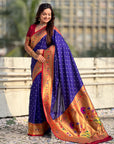 Violet Bandhani Weaves Silk Saree with Paithani Border & Pallu