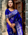 Violet Soft Banarasi Jaal Zari Woven Silk Saree