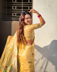 Yellow Organza Silk Jamdani Pattern Zari Woven Saree