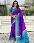 Purple Ikkat Patola Silk Zari Work Meenakari Saree