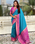 Blue Ikkat Patola Silk Zari Work Meenakari Saree