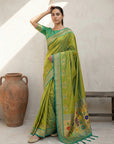 Mehendi Green Soft Traditional Paithani Silk Zari Woven Peacock Pattern Saree