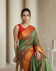Mehendi Green Soft Paithani Silk Zari Woven Saree with Peacock Pallu