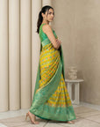 Mehendi Green Soft Ikkat Patola Silk Geometric Ikkat Weaves Saree