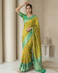 Mehendi Green Soft Ikkat Patola Silk Geometric Ikkat Weaves Saree