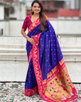 Violet Rajhans Paithani Silk Contrast Zari Woven Saree