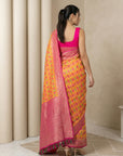 Oragne Soft Ikkat Patola Silk Geometric Ikkat Weaves Saree