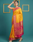 Orange Premium Soft Gadwal Silk Zari Woven Saree