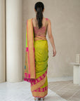 Parrot Green Soft Paithani Silk Zari Woven Saree with Peacock Pallu
