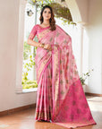 Light Pink Organza Silk with Contrast Patola Pattern Saree