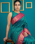 Peacock Blue Premium Soft Gadwal Silk Zari Woven Saree