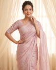 Pink Soft Raspberry Crush Silk Saree with Chikankari Work