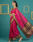 Pink Premium Soft Gadwal Silk Zari Woven Saree