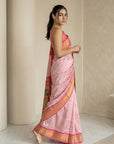 Baby Pink Soft Paithani Silk Zari Woven Saree with Peacock Pallu