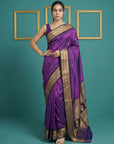 Purple Premium Soft Gadwal Silk Zari Woven Saree