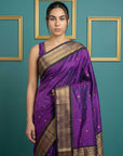 Purple Premium Soft Gadwal Silk Zari Woven Saree