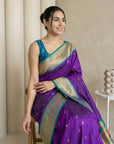 Purple Soft Paithani Silk Zari Woven Saree with Peacock Pallu