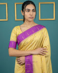 Cream & Purple Handloom Traditional Yeola Paithani Silk Saree