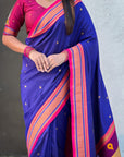 Violet Vitthal Rukmini Contrast Paithani Silk Zari Woven Saree