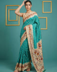 Sky Blue Tussar Silk Saree with Bandhani Pattern Saree